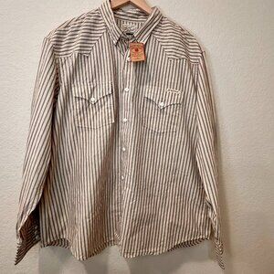Lucky Brand Men's Long-sleeve Striped Western Button Up Saw Tooth sz XXL New